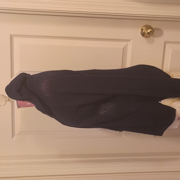 Michael Stars M Navy Mesh Hooded Lightweight Sweatshirt  Cotton/Silk Blend - Picture 5 of 7